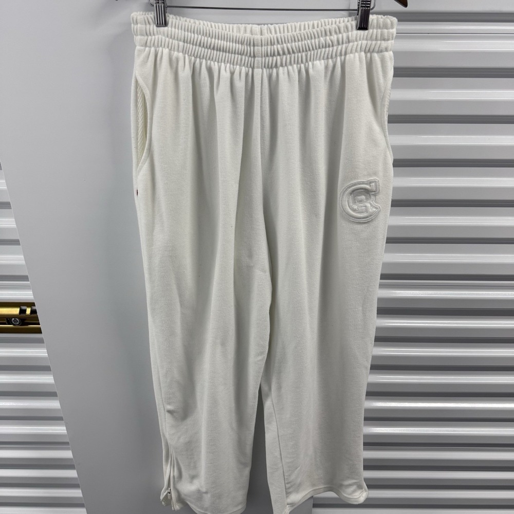 Vintage Reebok Classic Terry Cloth Track Pants White Zip Hem Men's XL Y2K